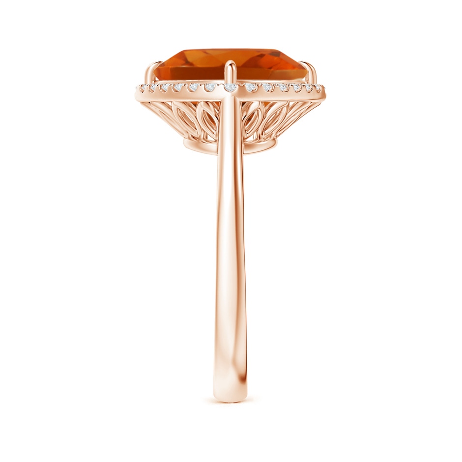 10mm AAAA Claw-Set Cushion Citrine Cocktail Halo Ring in Rose Gold side-2