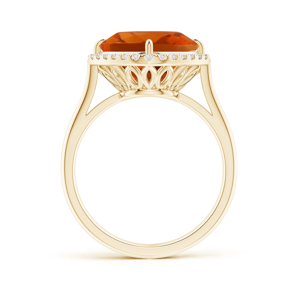 10mm AAAA Claw-Set Cushion Citrine Cocktail Halo Ring in Yellow Gold - side_1