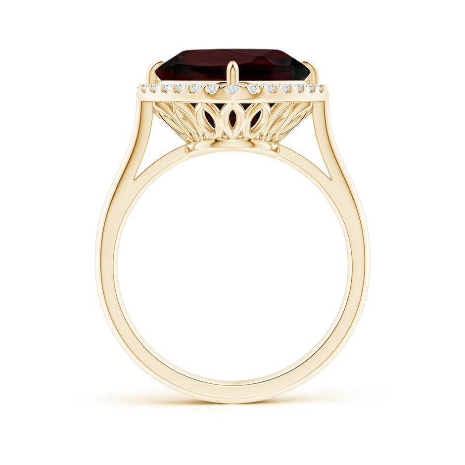 10mm A Claw-Set Cushion Garnet Cocktail Halo Ring in Yellow Gold side-1