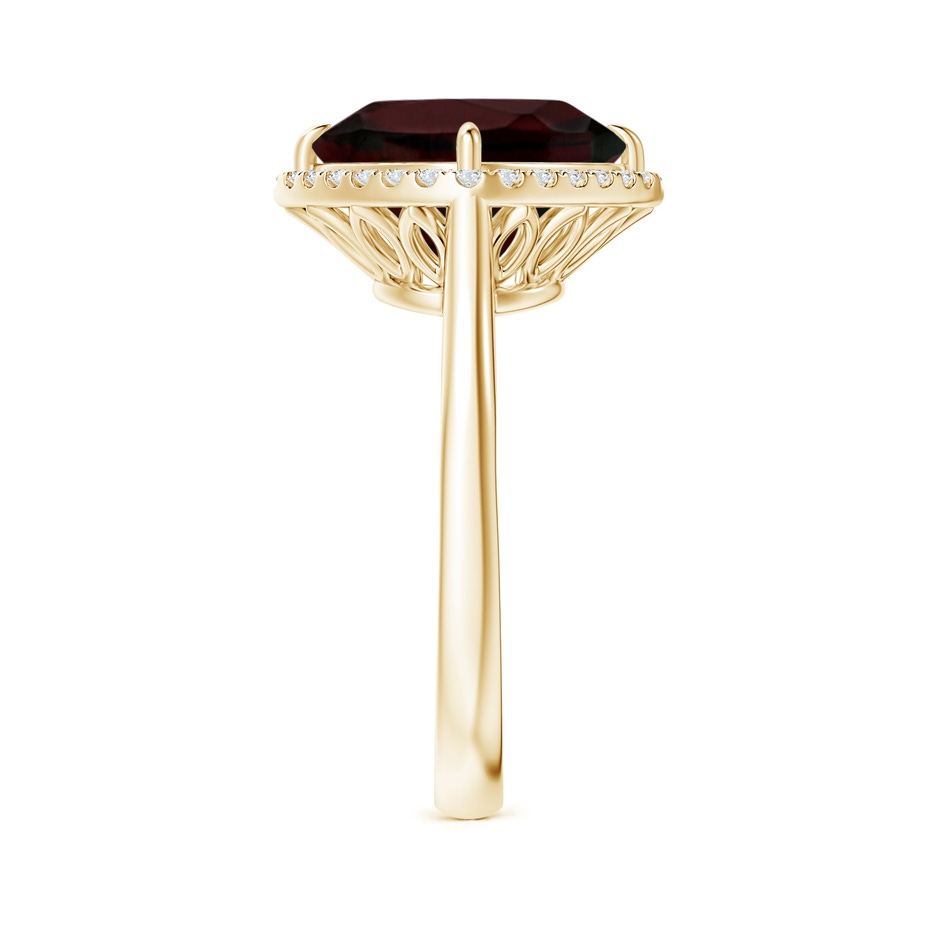 10mm A Claw-Set Cushion Garnet Cocktail Halo Ring in Yellow Gold side-2