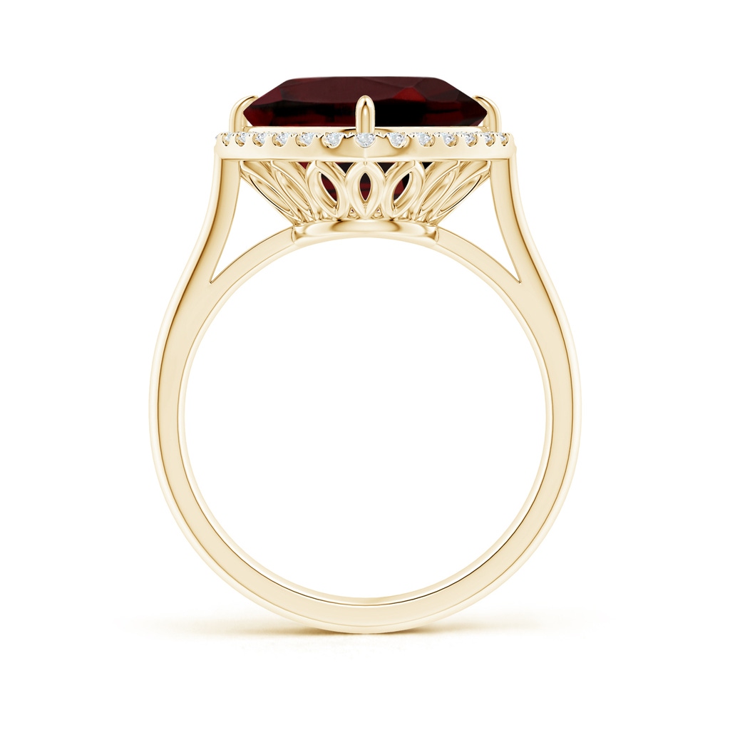 10mm AAA Claw-Set Cushion Garnet Cocktail Halo Ring in Yellow Gold Side-1