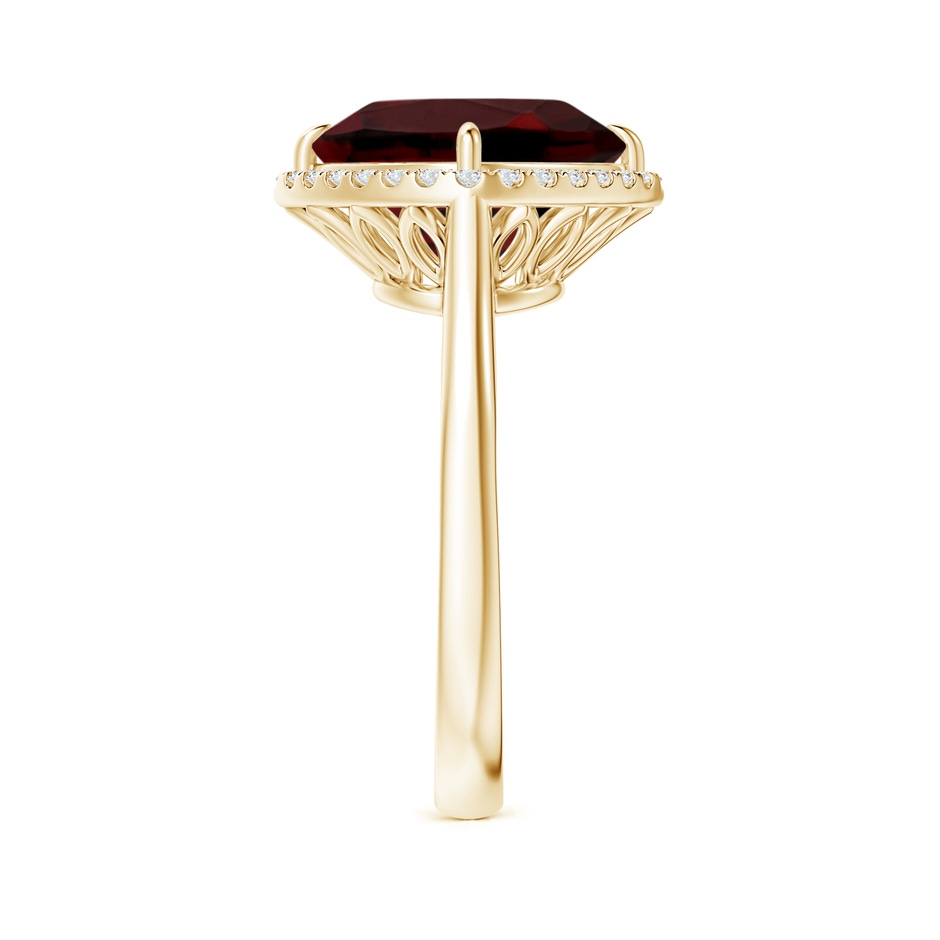 10mm AAA Claw-Set Cushion Garnet Cocktail Halo Ring in Yellow Gold side-2