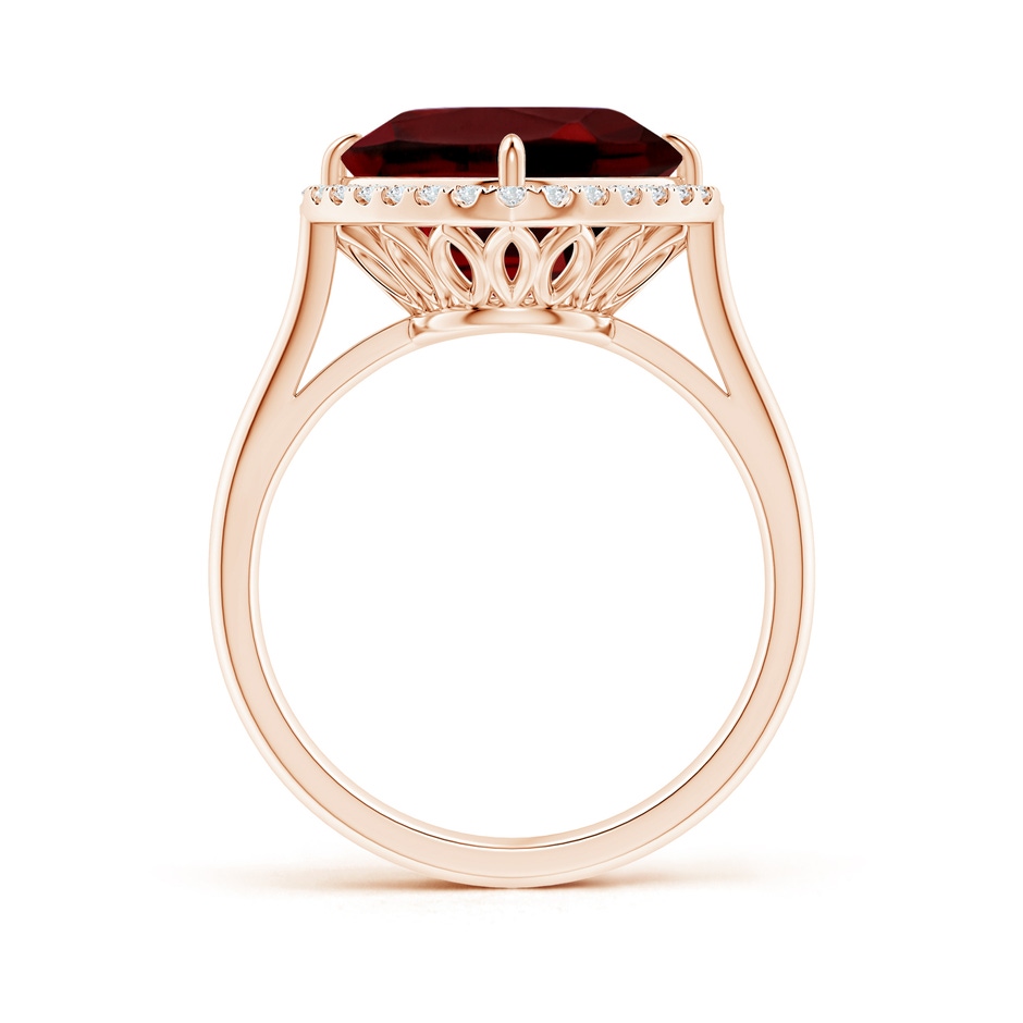 10mm AAAA Claw-Set Cushion Garnet Cocktail Halo Ring in Rose Gold side-1