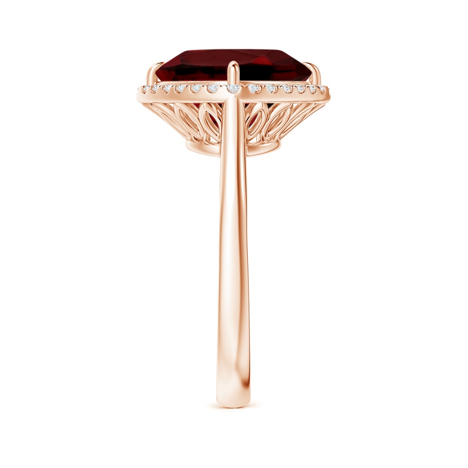 10mm AAAA Claw-Set Cushion Garnet Cocktail Halo Ring in Rose Gold side-2