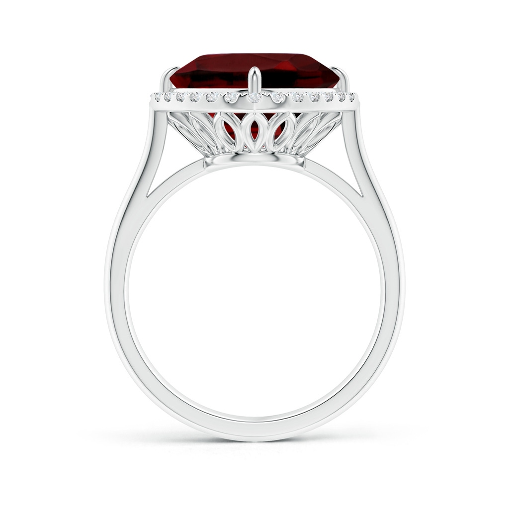 10mm AAAA Claw-Set Cushion Garnet Cocktail Halo Ring in White Gold Side-1
