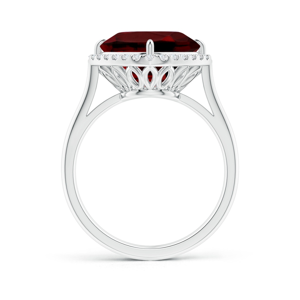 10mm AAAA Claw-Set Cushion Garnet Cocktail Halo Ring in White Gold - side_1