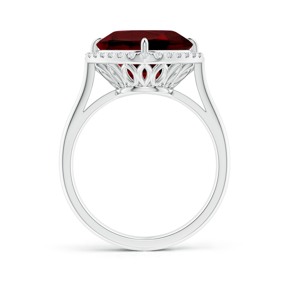 10mm AAAA Claw-Set Cushion Garnet Cocktail Halo Ring in White Gold side-1