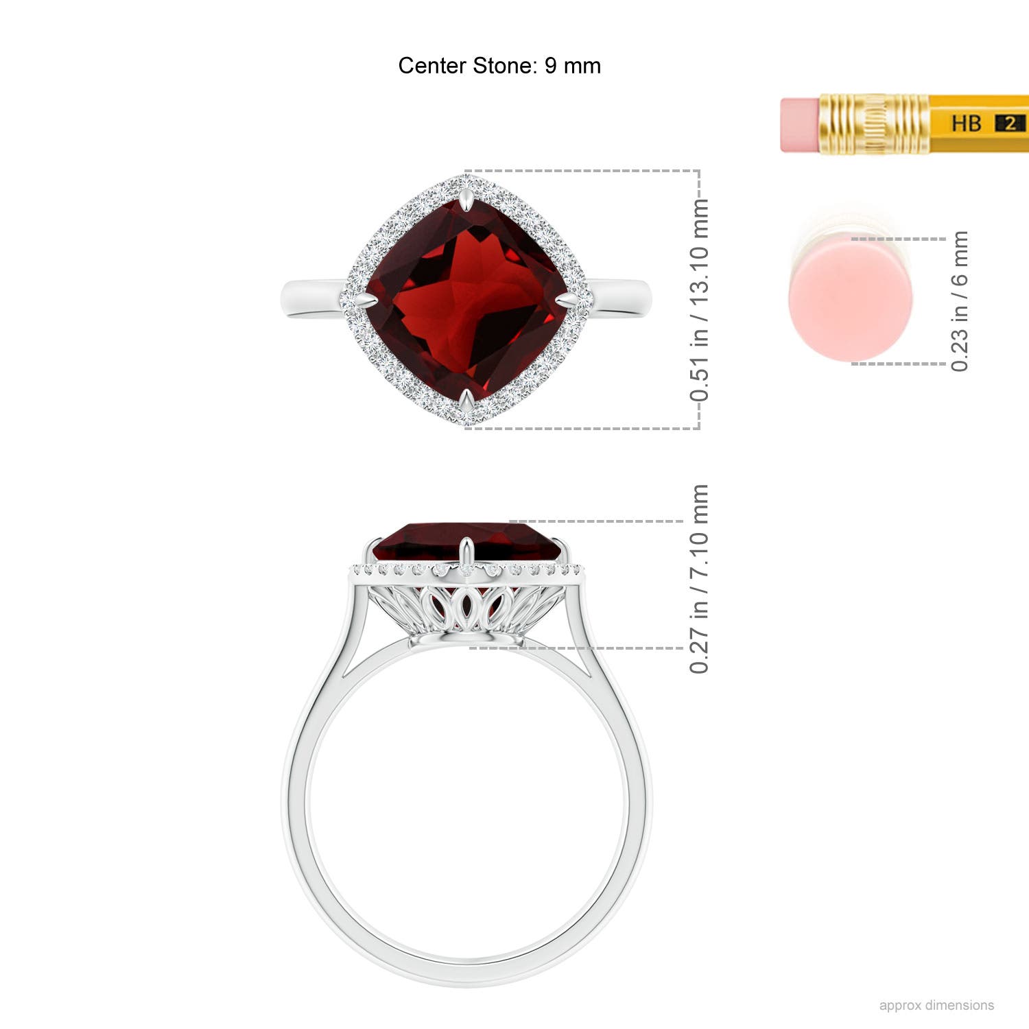 AAA - Garnet / 3.77 CT / 14 KT White Gold