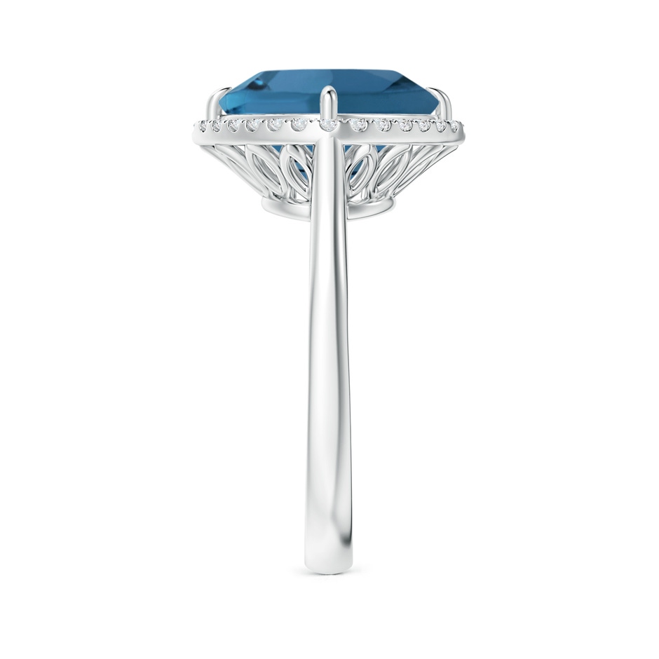 10mm AA Claw-Set Cushion London Blue Topaz Cocktail Halo Ring in White Gold side-2