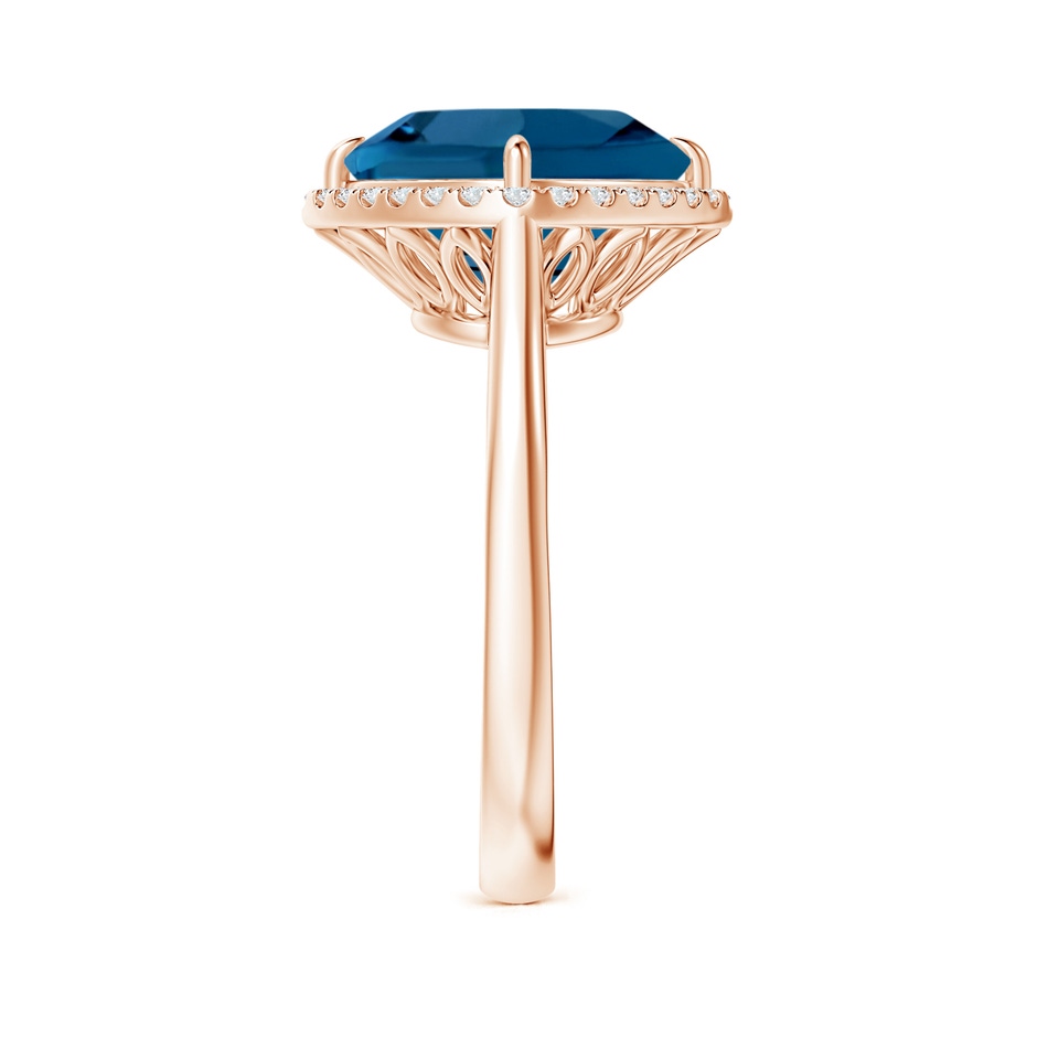 10mm AAA Claw-Set Cushion London Blue Topaz Cocktail Halo Ring in Rose Gold side-2
