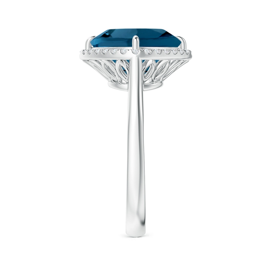 10mm AAAA Claw-Set Cushion London Blue Topaz Cocktail Halo Ring in P950 Platinum side-2