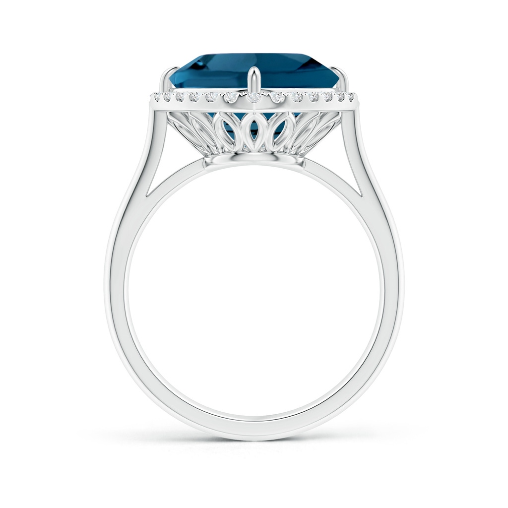 10mm AAAA Claw-Set Cushion London Blue Topaz Cocktail Halo Ring in White Gold - side_1