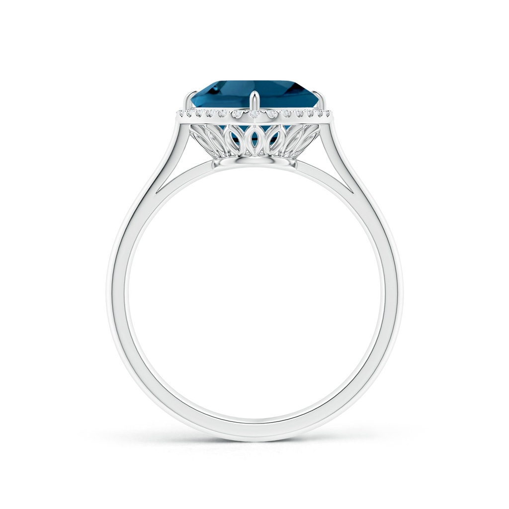 8mm AAAA Claw-Set Cushion London Blue Topaz Cocktail Halo Ring in White Gold - side_1