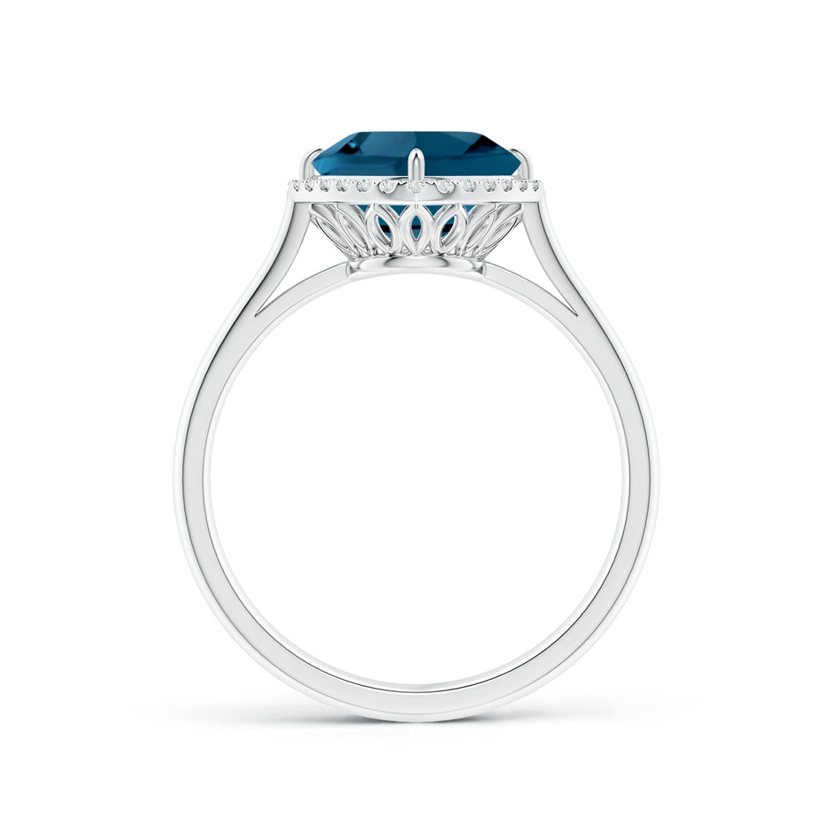 8mm AAAA Claw-Set Cushion London Blue Topaz Cocktail Halo Ring in White Gold side-1