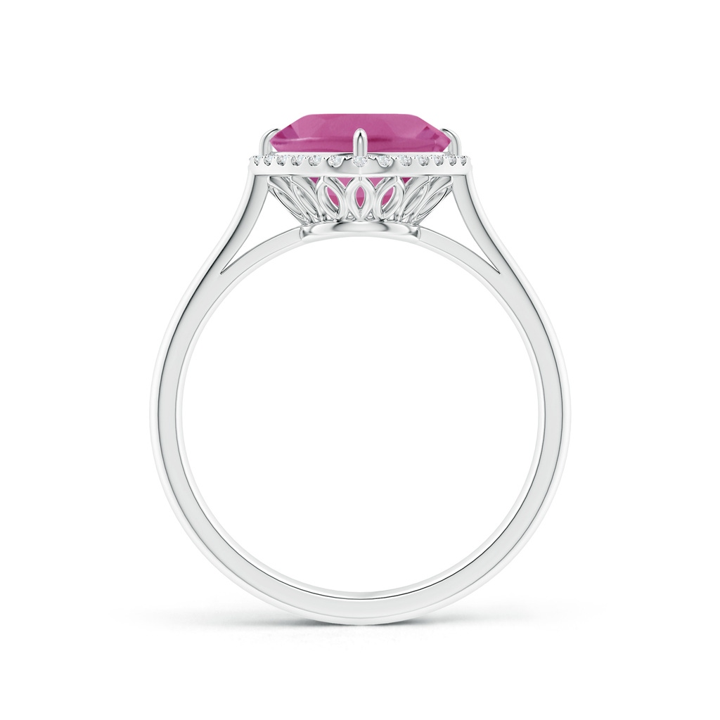 8mm AAA Claw-Set Cushion Pink Tourmaline Cocktail Halo Ring in P950 Platinum Side-1