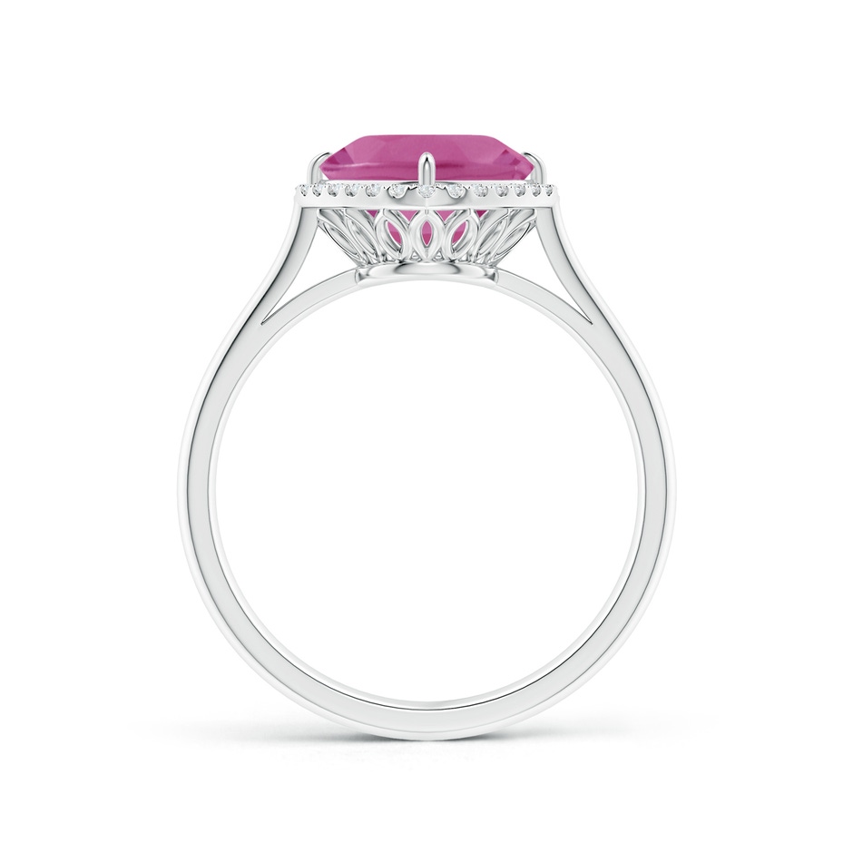 8mm AAA Claw-Set Cushion Pink Tourmaline Cocktail Halo Ring in P950 Platinum side-1