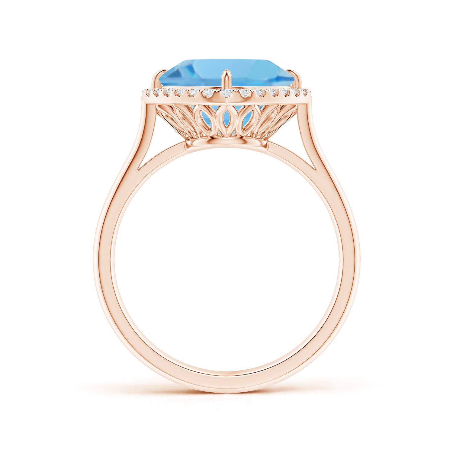 A - Swiss Blue Topaz / 3.47 CT / 14 KT Rose Gold