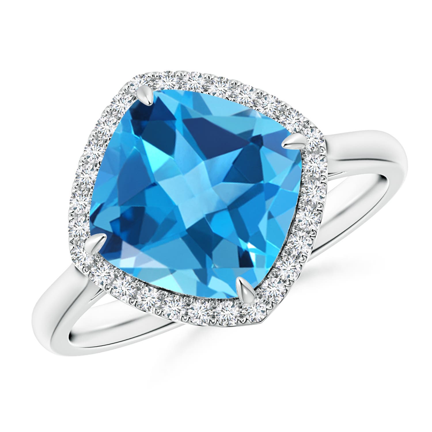 AAA - Swiss Blue Topaz / 3.47 CT / 14 KT White Gold