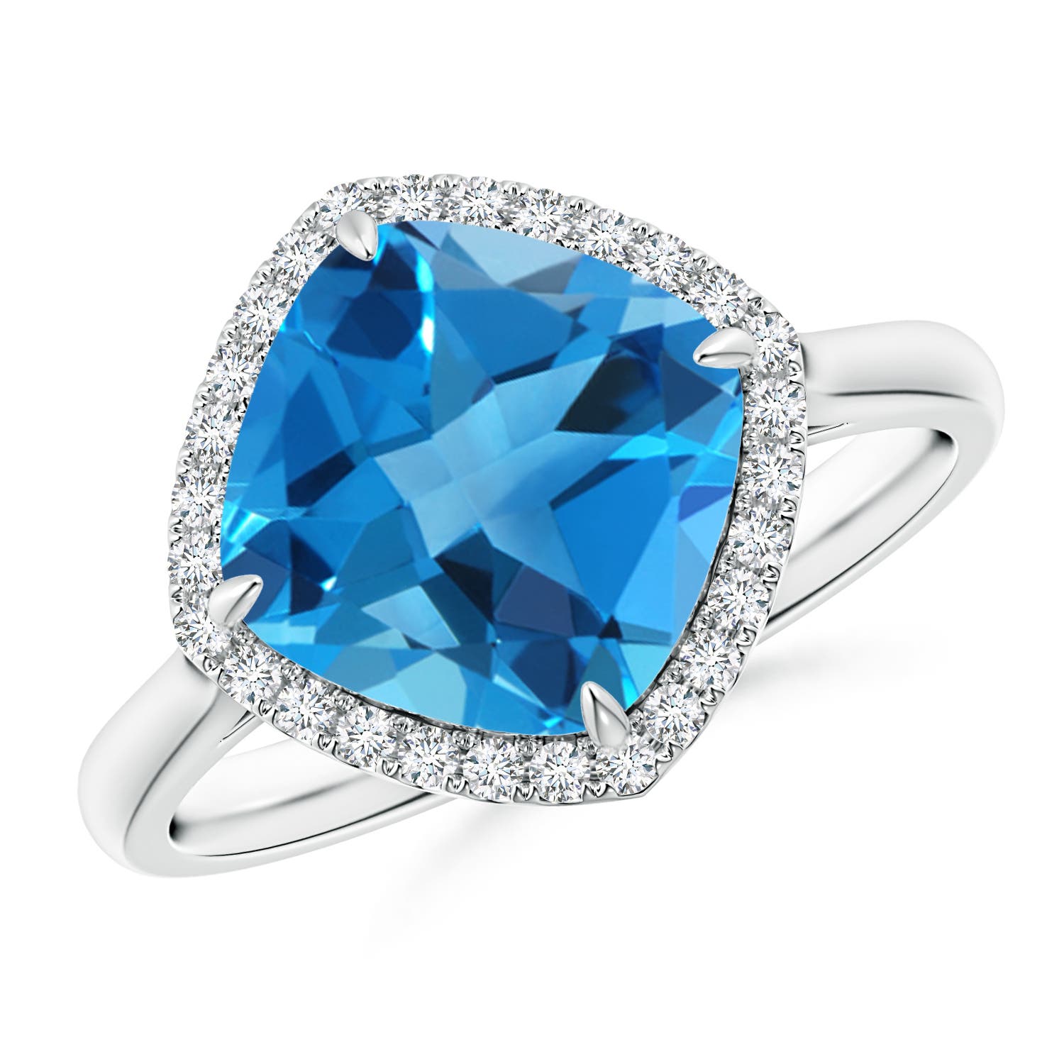 AAAA - Swiss Blue Topaz / 3.47 CT / 14 KT White Gold