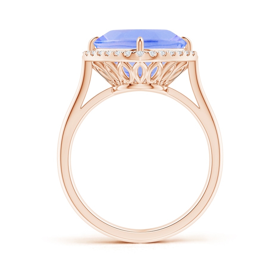 10mm A Claw-Set Cushion Tanzanite Cocktail Halo Ring in Rose Gold side-1