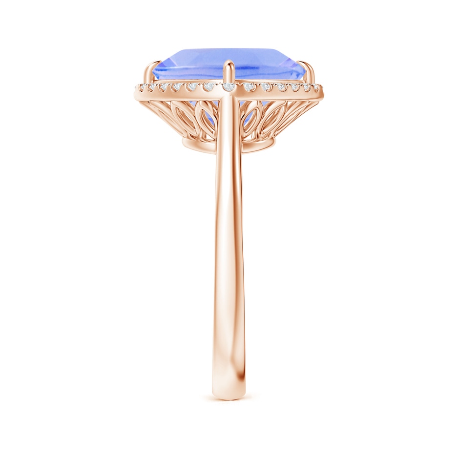 10mm A Claw-Set Cushion Tanzanite Cocktail Halo Ring in Rose Gold side-2