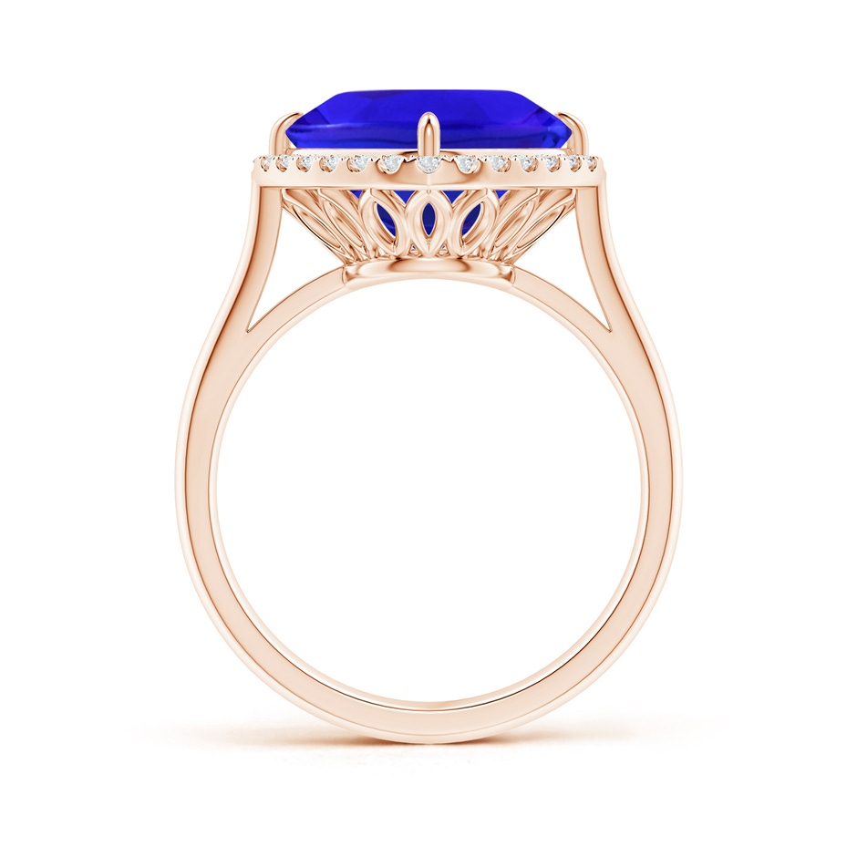 10mm AAA Claw-Set Cushion Tanzanite Cocktail Halo Ring in Rose Gold side-1