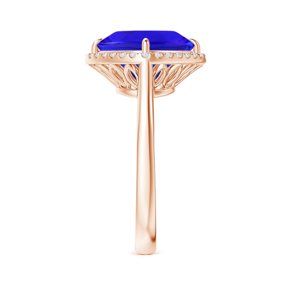 10mm AAA Claw-Set Cushion Tanzanite Cocktail Halo Ring in Rose Gold side-2