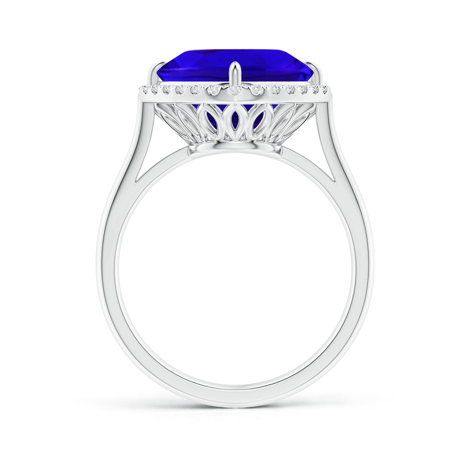 10mm AAAA Claw-Set Cushion Tanzanite Cocktail Halo Ring in P950 Platinum side-1