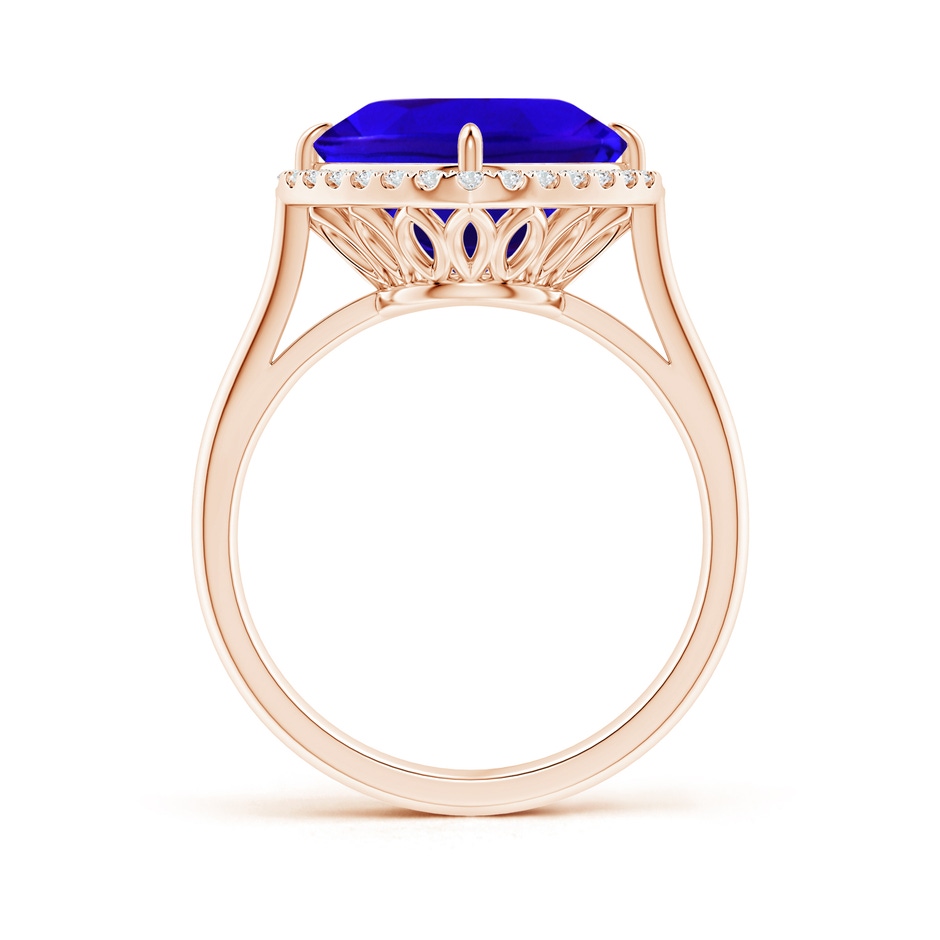 10mm AAAA Claw-Set Cushion Tanzanite Cocktail Halo Ring in Rose Gold side-1