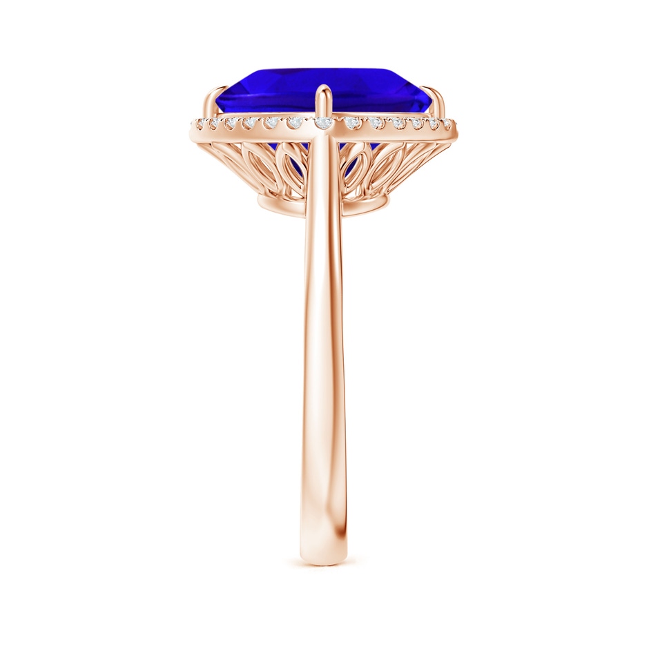 10mm AAAA Claw-Set Cushion Tanzanite Cocktail Halo Ring in Rose Gold side-2
