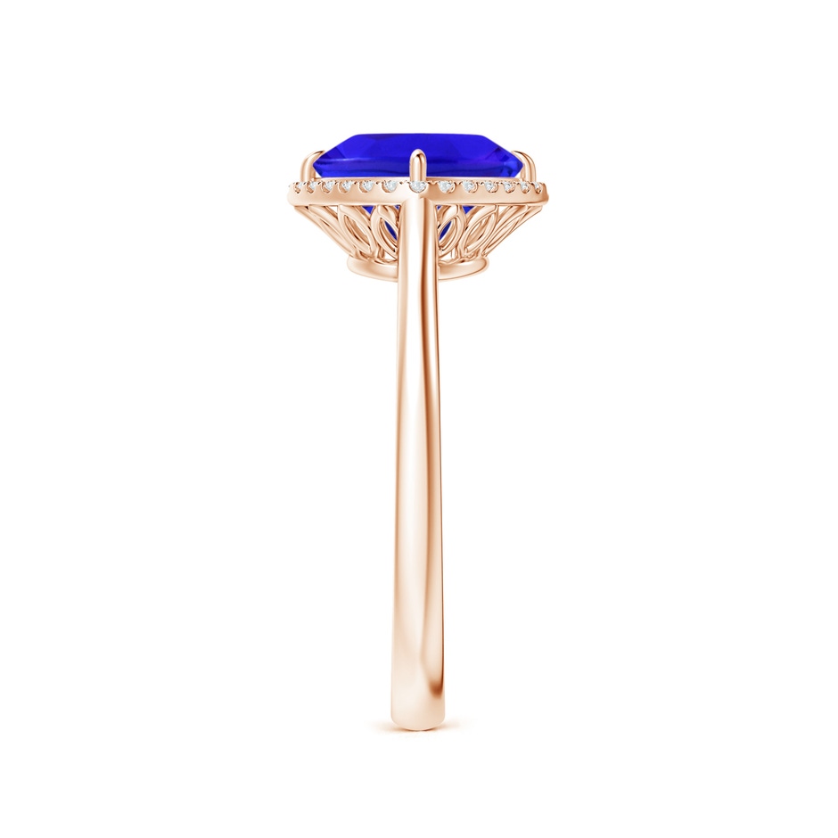 8mm AAA Claw-Set Cushion Tanzanite Cocktail Halo Ring in Rose Gold side-2
