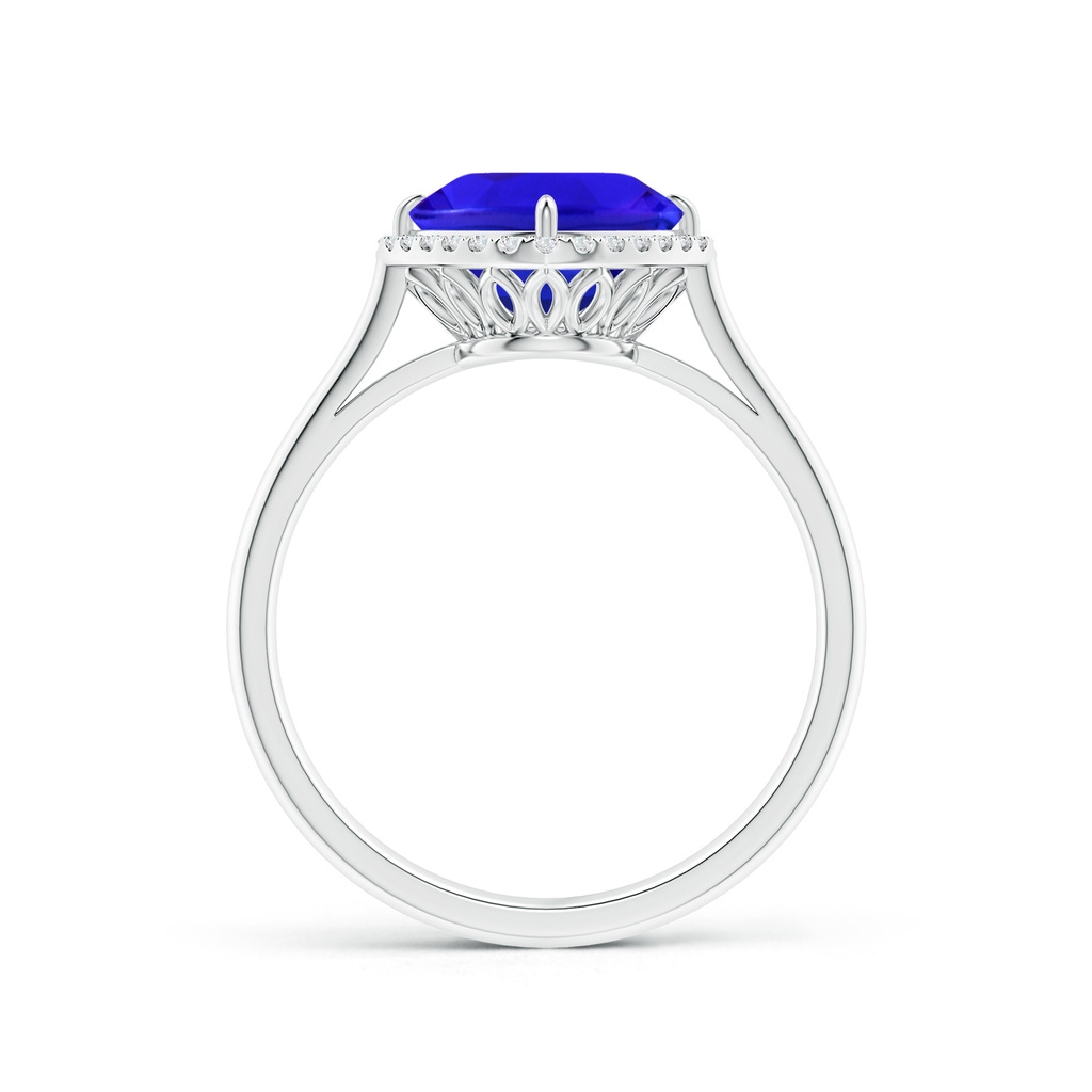 8mm AAA Claw-Set Cushion Tanzanite Cocktail Halo Ring in White Gold - side_1