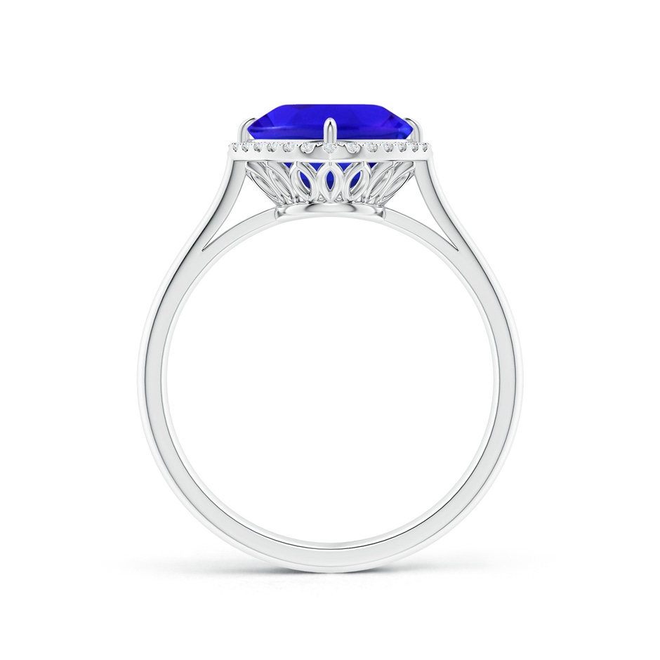 8mm AAA Claw-Set Cushion Tanzanite Cocktail Halo Ring in White Gold side-1