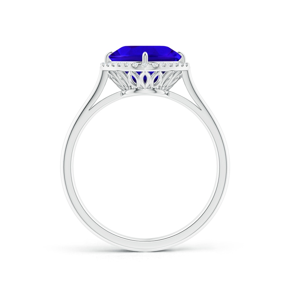 8mm AAAA Claw-Set Cushion Tanzanite Cocktail Halo Ring in P950 Platinum side-1