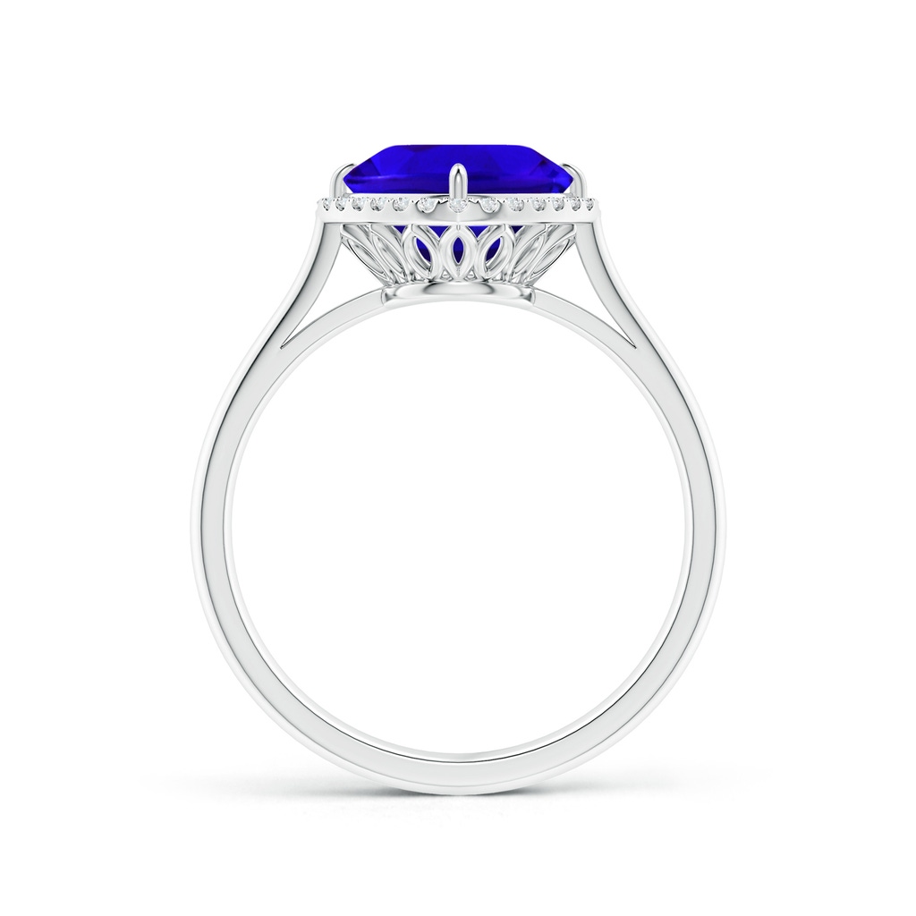 8mm AAAA Claw-Set Cushion Tanzanite Cocktail Halo Ring in White Gold - side_1