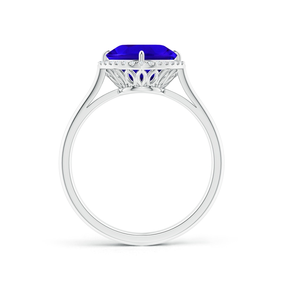 8mm AAAA Claw-Set Cushion Tanzanite Cocktail Halo Ring in White Gold side-1