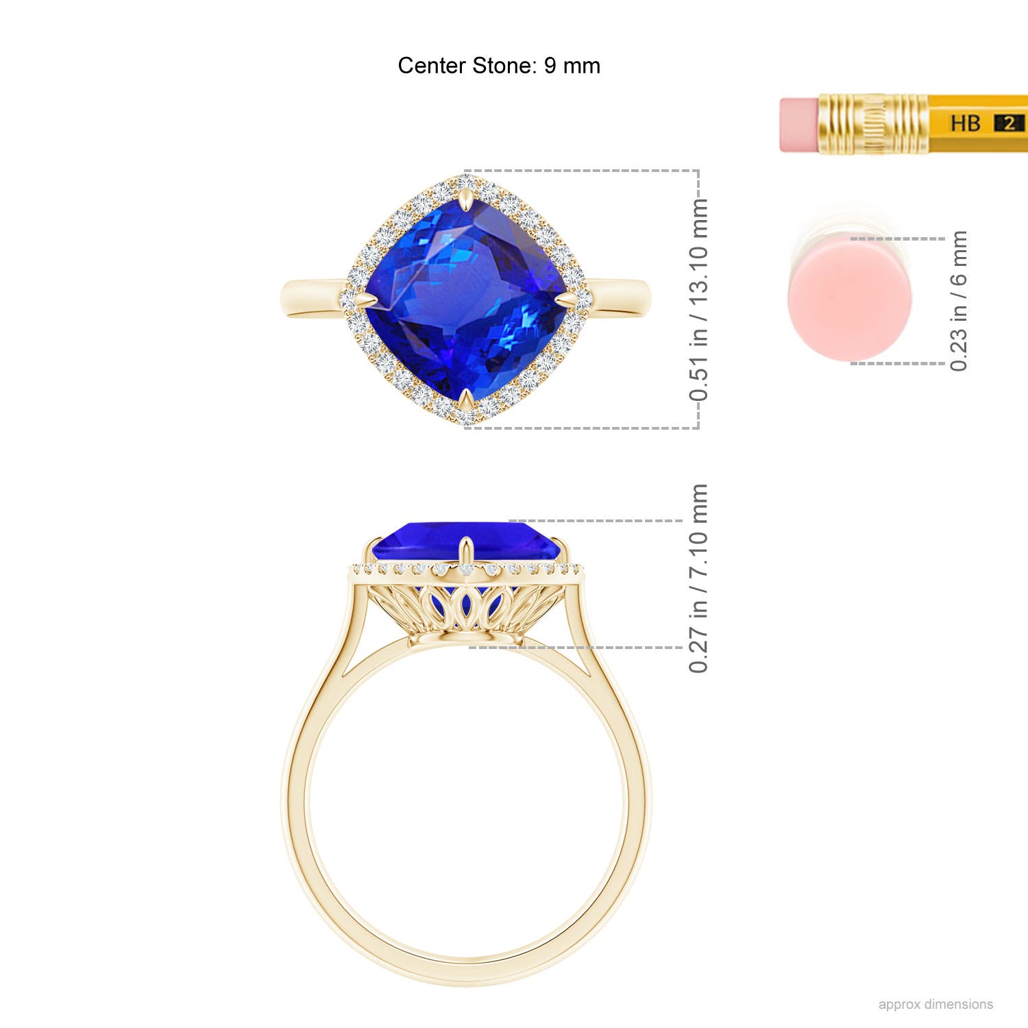 AAA - Tanzanite / 3.97 CT / 14 KT Yellow Gold