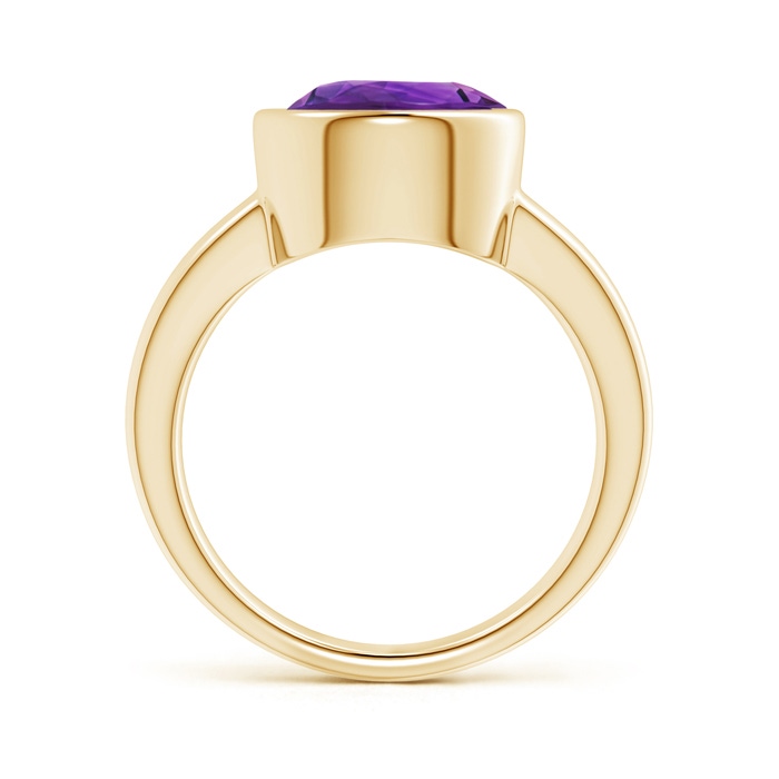 10mm AAAA Bezel-Set Round Amethyst Solitaire Engagement Ring in 9K Yellow Gold Product Image
