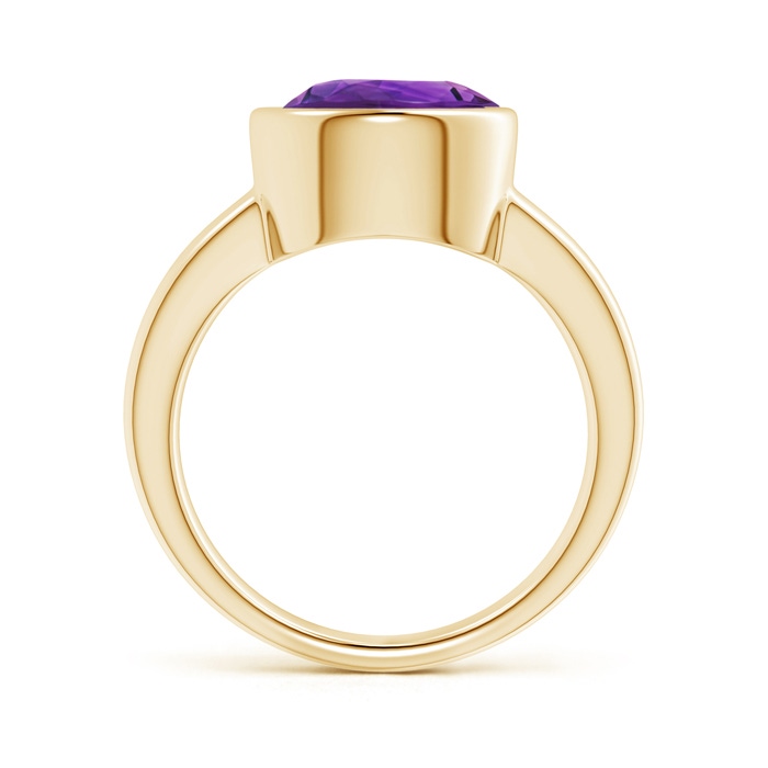 10mm AAAA Bezel-Set Round Amethyst Solitaire Engagement Ring in 9K Yellow Gold product image