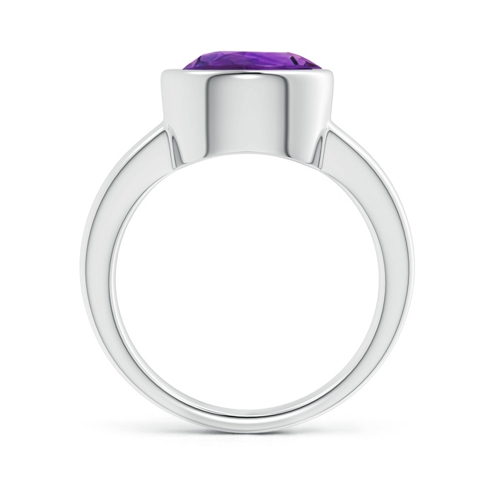 10mm AAAA Bezel-Set Round Amethyst Solitaire Engagement Ring in P950 Platinum Side-1