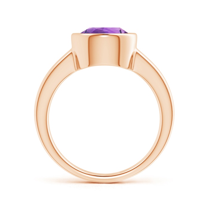 9mm AAA Bezel-Set Round Amethyst Solitaire Engagement Ring in Rose Gold Side-1