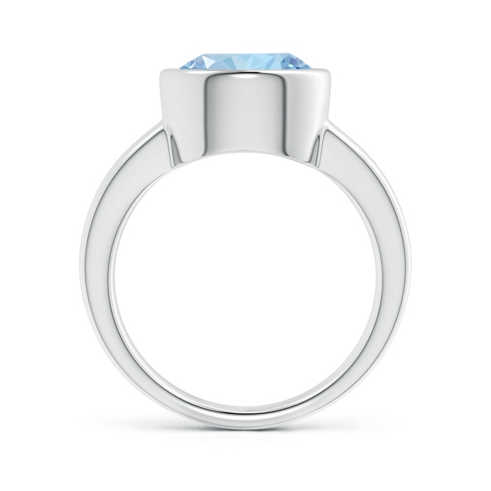 10mm AAA Bezel-Set Round Aquamarine Solitaire Engagement Ring in White Gold Side-1
