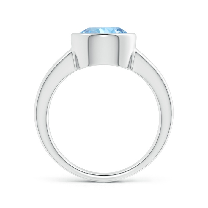 9mm AAAA Bezel-Set Round Aquamarine Solitaire Engagement Ring in White Gold Side-1