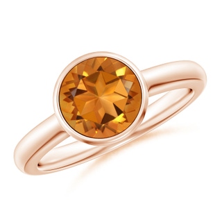 8mm AAA Bezel-Set Round Citrine Solitaire Engagement Ring in Rose Gold