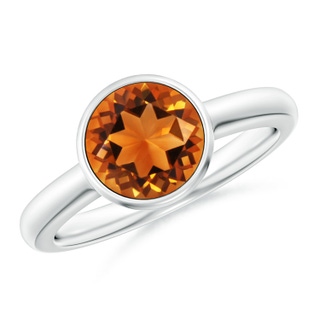 8mm AAAA Bezel-Set Round Citrine Solitaire Engagement Ring in P950 Platinum