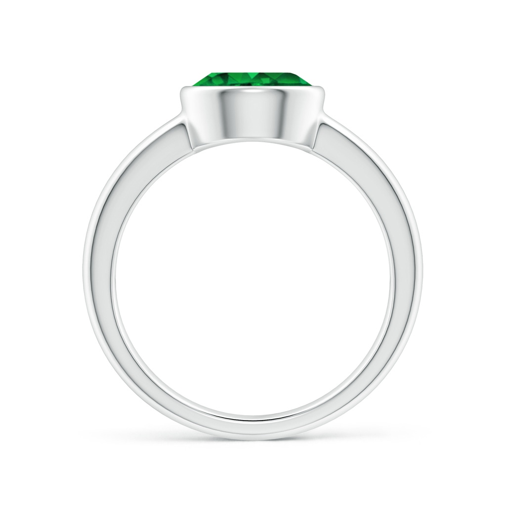 8mm AAAA Bezel-Set Round Emerald Solitaire Engagement Ring in White Gold Side-1