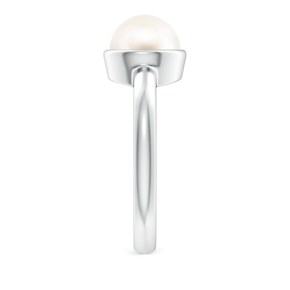 8mm AAA Bezel-Set Round Freshwater Pearl Solitaire Engagement Ring in P950 Platinum side-2