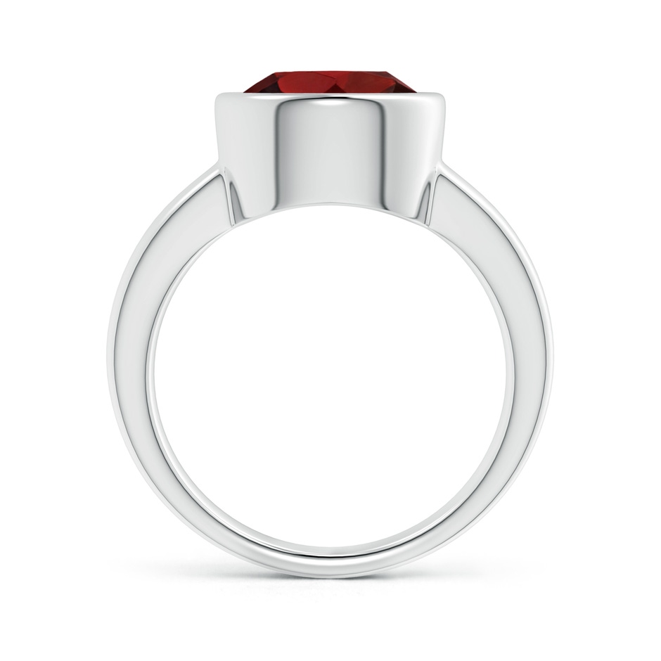 10mm AAA Bezel-Set Round Garnet Solitaire Engagement Ring in White Gold side-1