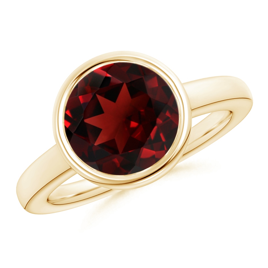 10mm AAA Bezel-Set Round Garnet Solitaire Engagement Ring in Yellow Gold 