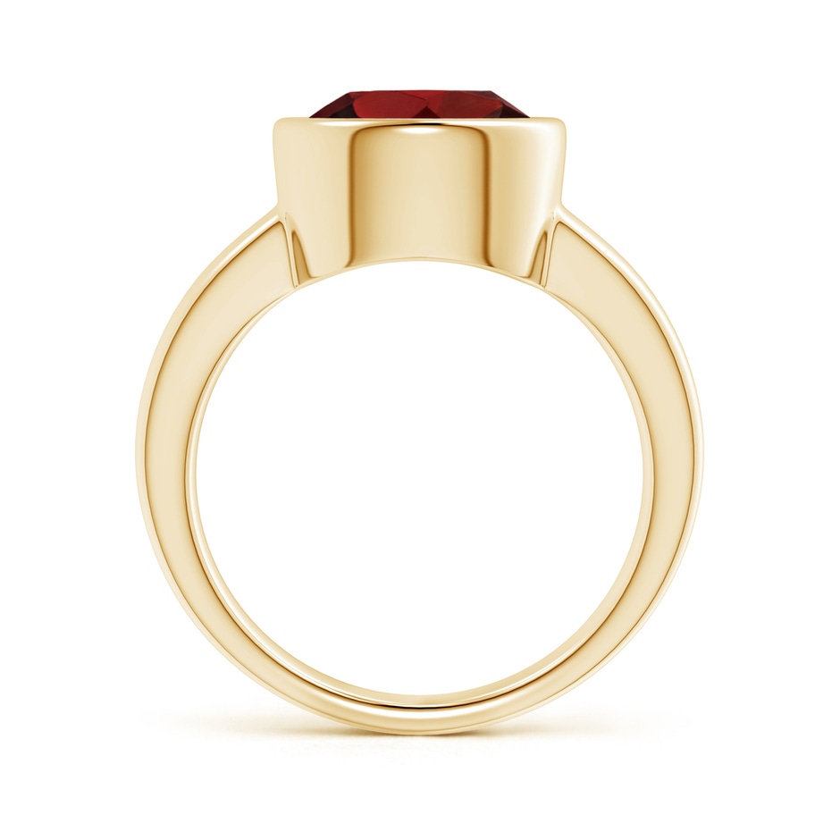 10mm AAA Bezel-Set Round Garnet Solitaire Engagement Ring in Yellow Gold side-1